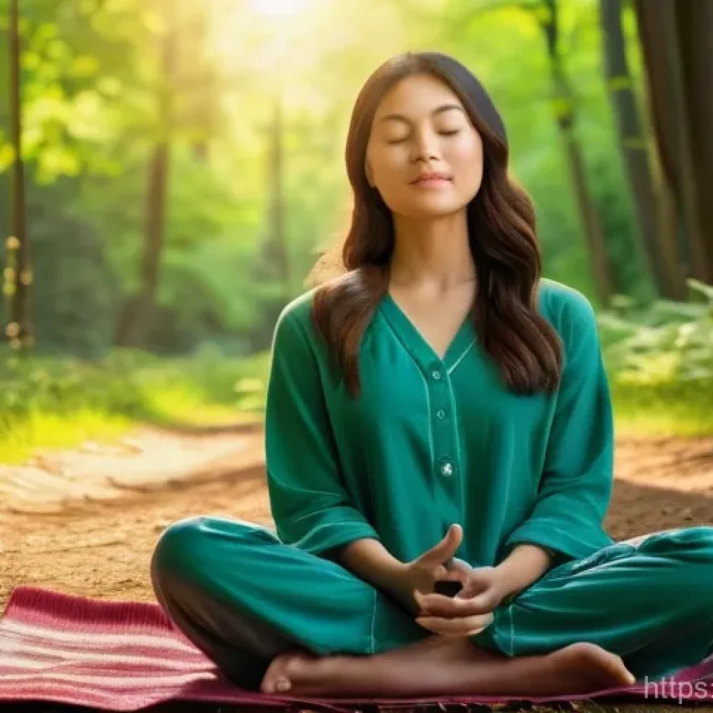 언플러그드 시간의 긍정적 영향에 대한 연구 - **Prompt 1: Serene Digital Detox in Nature**
"A young woman, wearing comfortable, modest loungew...