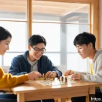 Home 19 자기계발을 위한 언플러그드 시간 활용법 - A cozy indoor scene showing a diverse group of young adults engaged in unplugged coding activities a...